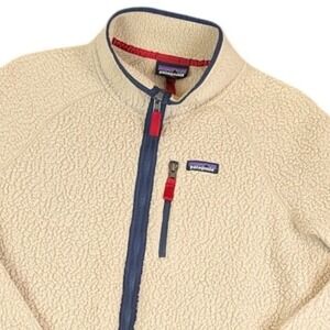 Flawed Patagonia Retro Pile Fleece Jacket Mens XXL Beige Full Zip Sherpa 22801